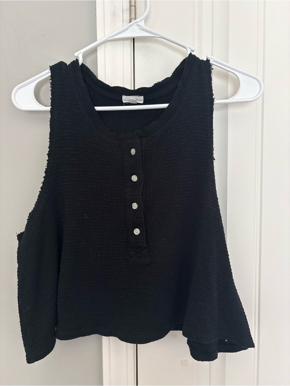 Aerie Waffle Button Up Crop Top